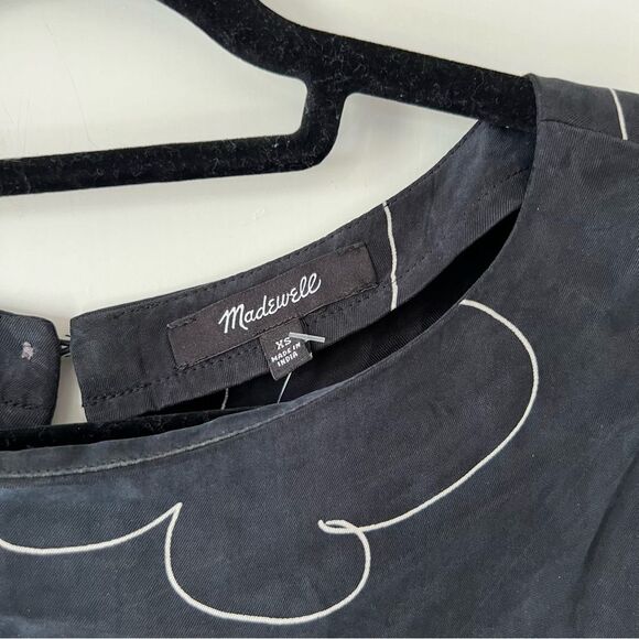 NWT Madewell Shift Long Sleeve Mini Dress in Floral True Black - Picture 9 of 10